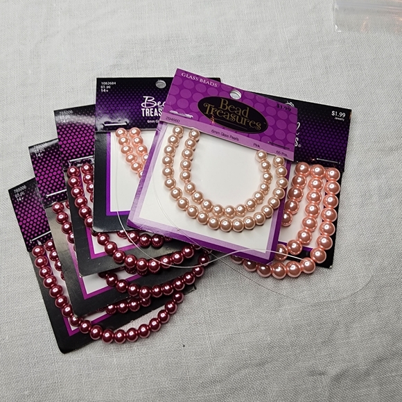Bead Treasures Other - Glass Pearls, Assorted Shades of Pink 6 and 8 cm